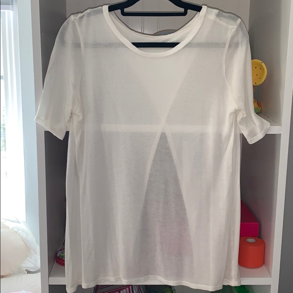 Short sleeved white open back top